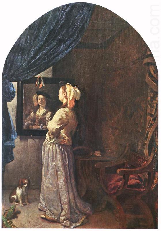 MIERIS, Frans van, the Elder Woman before the Mirror china oil painting image